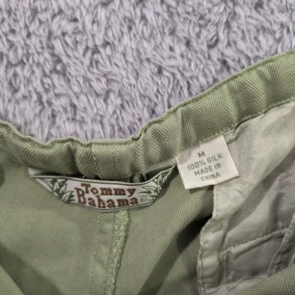 Tommy Bahama Women's Medium 100%‎ Silk Green Cropped Pants Drawstring Pockets - Picture 2 of 10